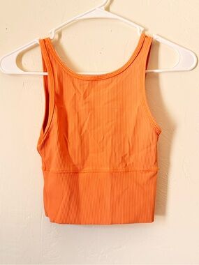 lululemon athletica Orange Ribbed Cropped Tank Top